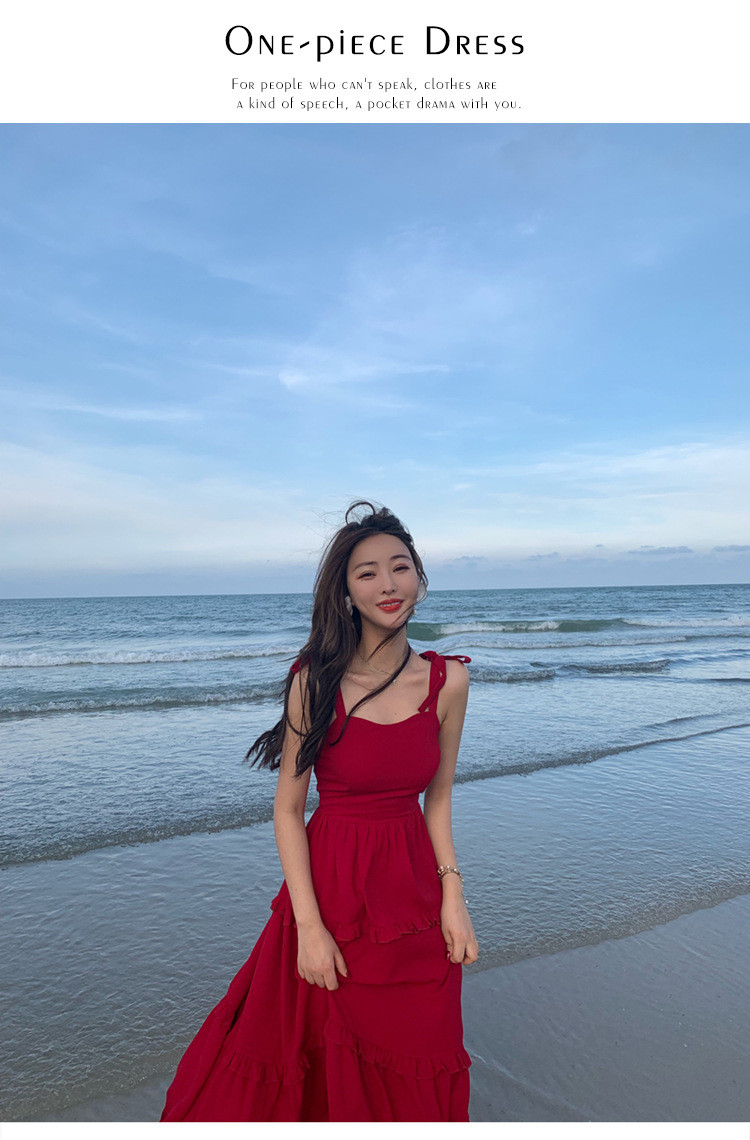Super Fairy Red 105cm Ladies Summer Beach Dresses