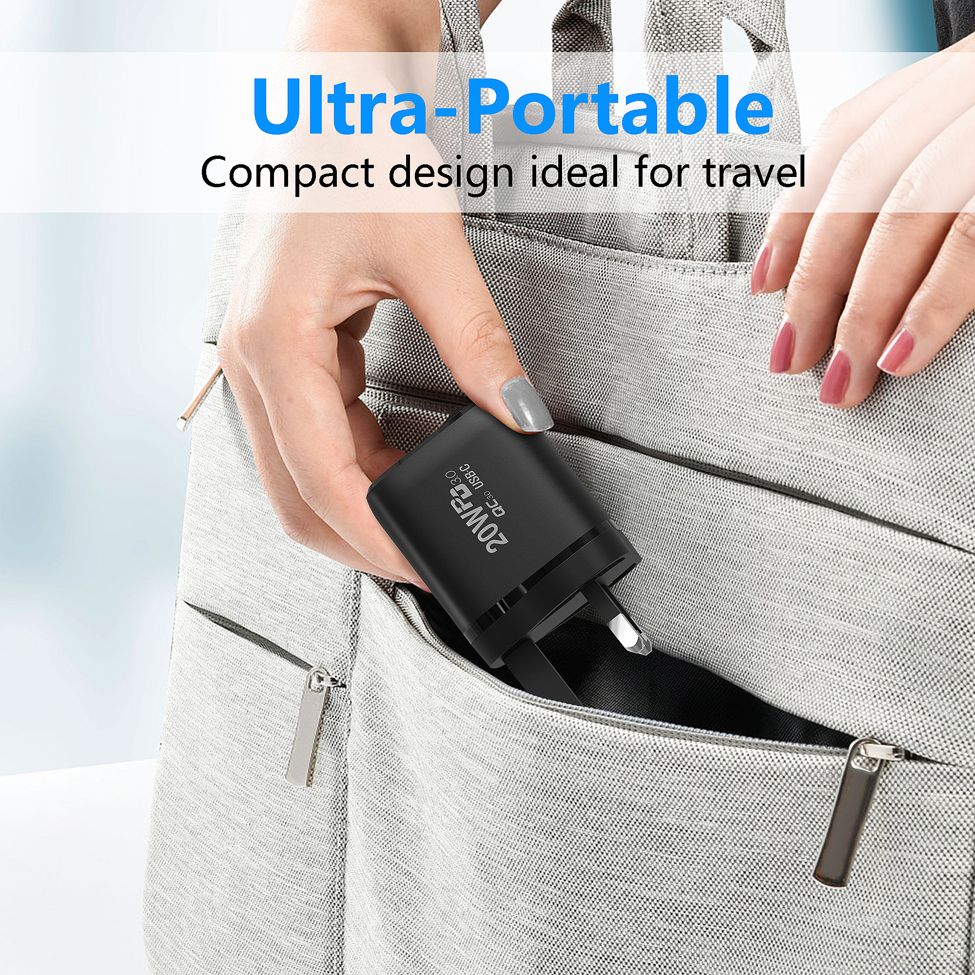 BiDa Cell Phone Charger Adapter PD EU 20W 2 Port USB Wall Charger