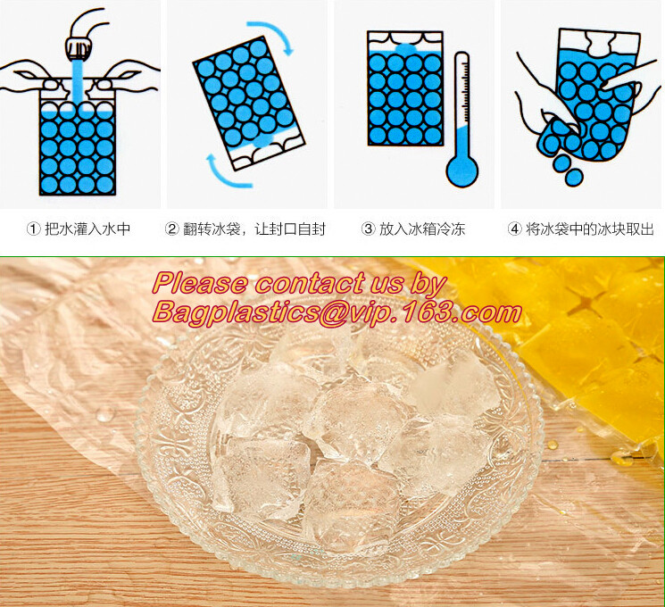 BPA Free Custom Ice Cube Maker, Disposable Polyethylene Pe Plastic Ice Cube Bags, Selfsealing Ice Cube Packaging Bag