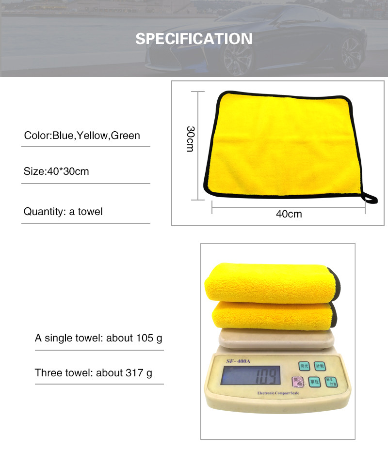 Soft Durable Yellow Car Wash Microfiber Towels Car Wash Drying Towels