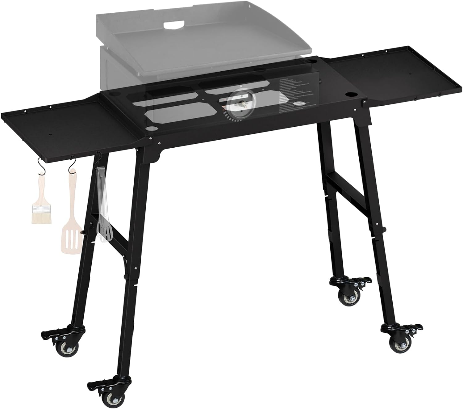 2-3Kg Universal Portable Folding Grill Table with Caster Wheels and Double Side Shelf