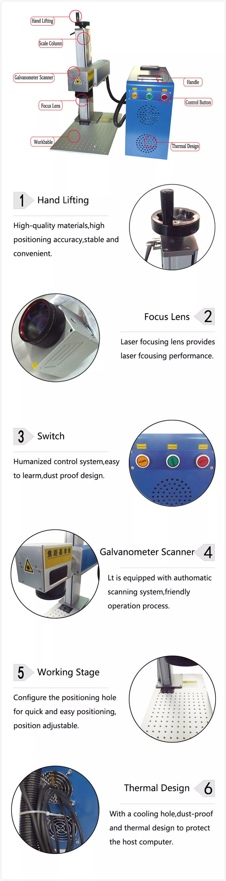 20w 30w 50w Raycus Optical Fiber Laser Marking Machine