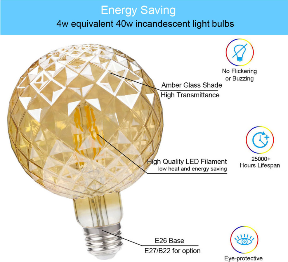 2W 4W Edison Decorative Light Bulbs Pineapple 6 Watt LED Edison Bulb 2200K