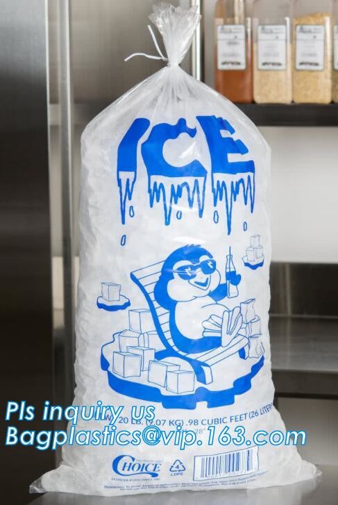 disposable ice bag, plastic ice cube bag, disposable ice cooler bag, wicket plastic 8 lb ice bags, disposable plastic wi