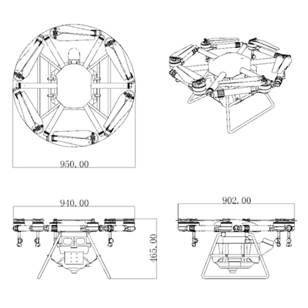 16L Capacity 6 Rotors DJI Agriculture Drone 1600mm Wheelbase 13 Acres/H 14.3KG 2~3m For Crop HXMX616