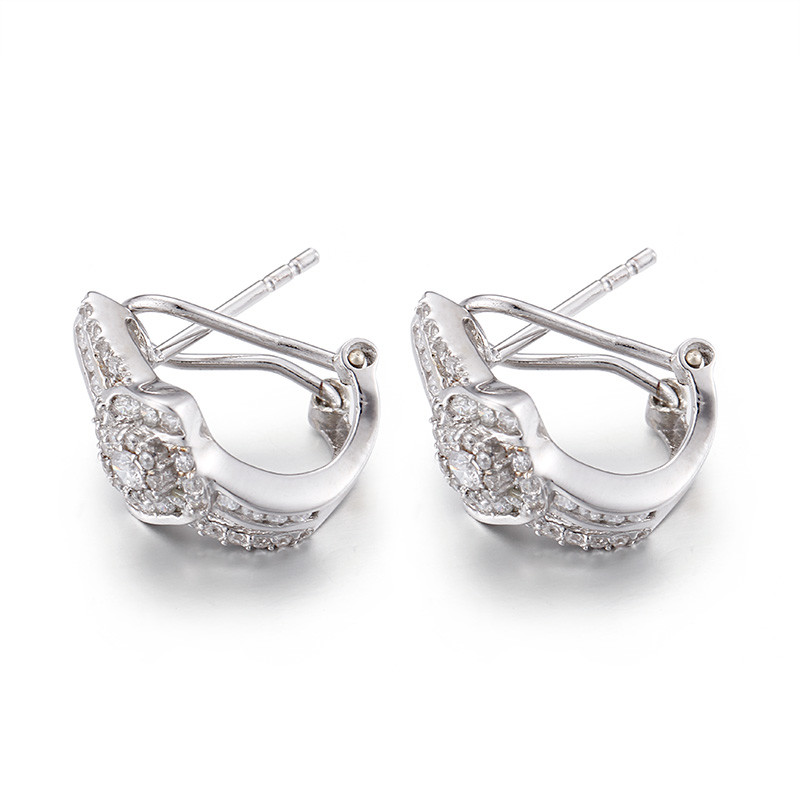 S925 Sterling Silver Cubic Zirconia Stud Earrings 2.78g 10mm