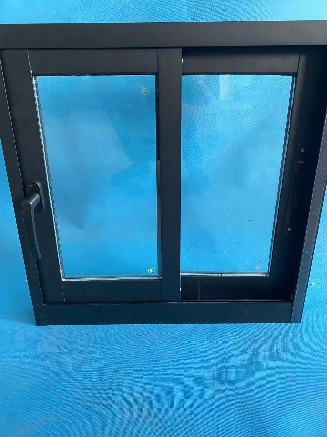 Black Frame Aluminum Sliding Glass Window Double Glass Customized