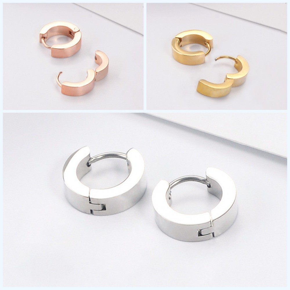 Hot Sale stainless steel earrings women black hoop earrings for girl or boy wholesale