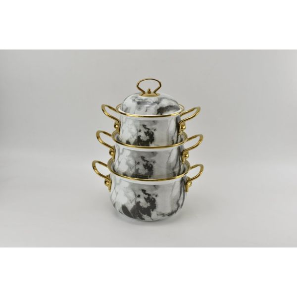 Eco-Friendly 5PCS Enamel Cookware Cooking Pot Set Cast Iron Enamel Casserole Customized Logo Acceptable