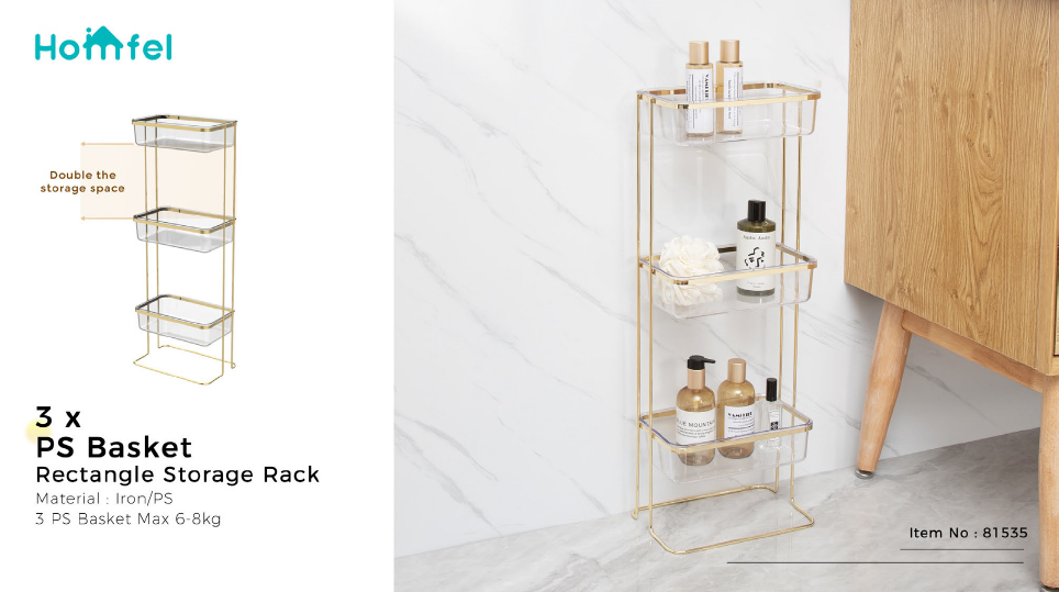 Non-folding Rack Suction Cup PS Box Shower Caddy for Bathroom Storage and Organization