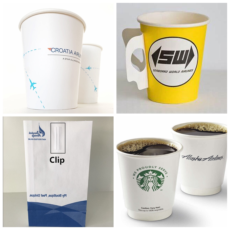 airline paper cups white kraft paper