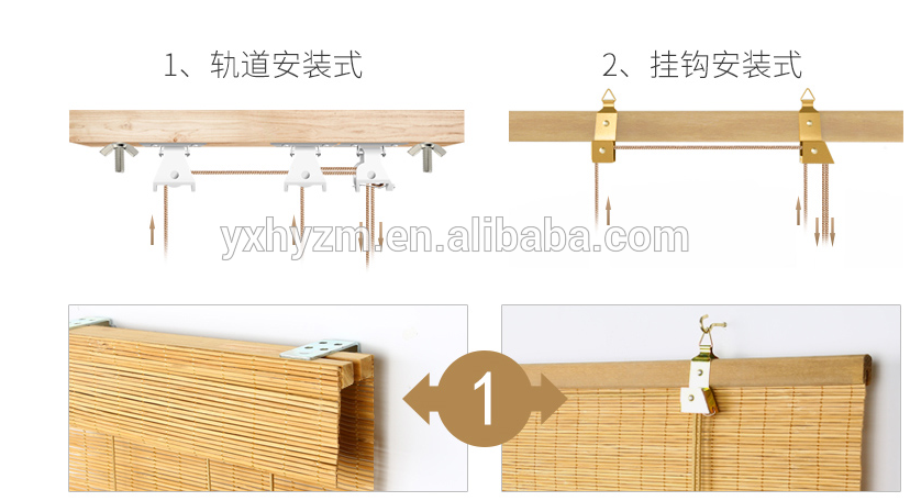 Modern Printed Bamboo Patio Shades Weaving With Raffia For Coffee Bar