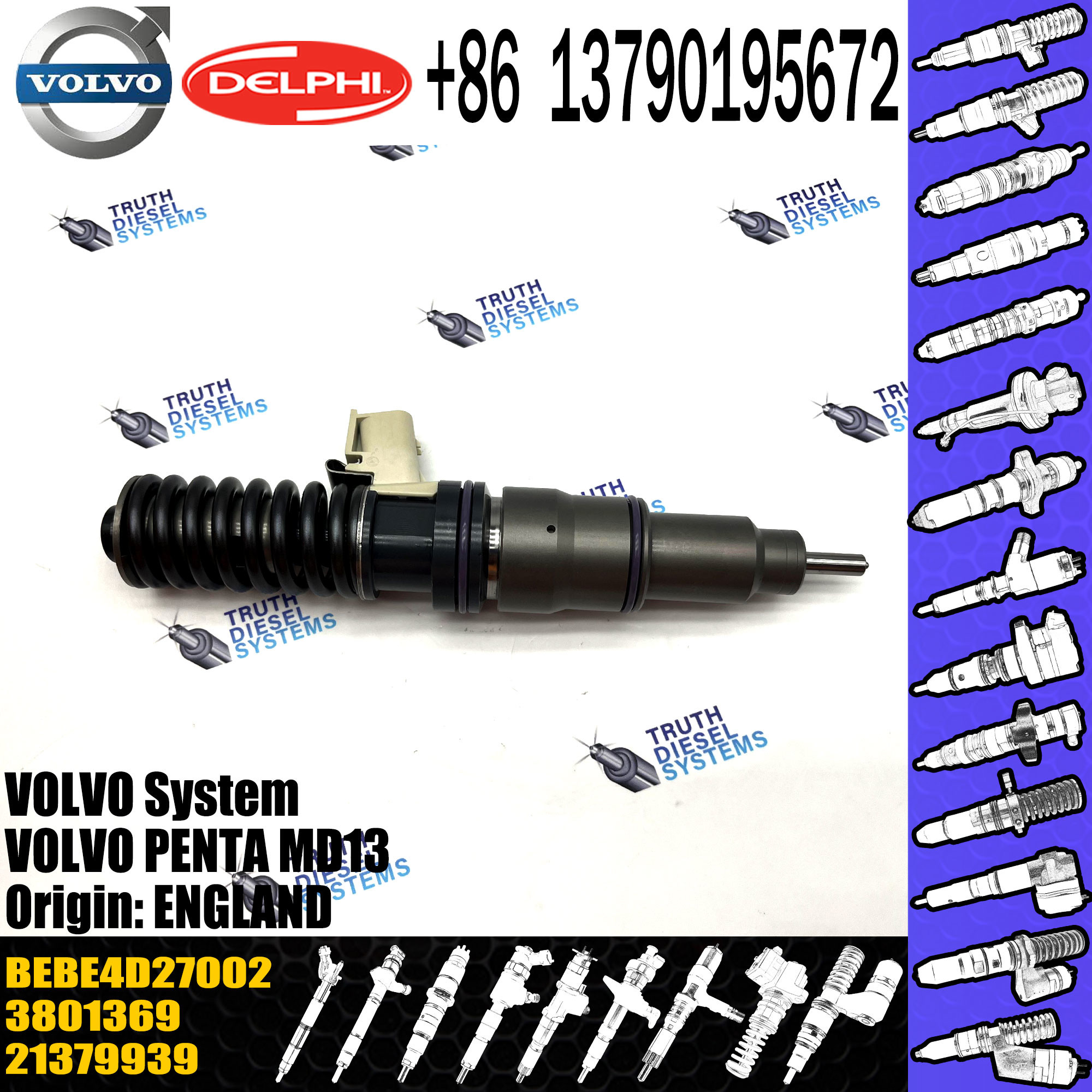Direct Sale Diesel Fuel Injector 21379939 3801369 BEBE4D27002 For VOL PENTA MD13