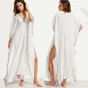 Buy cheap Bohemian White Lace-up Long Summer Beach Cover Up Dress with Split product