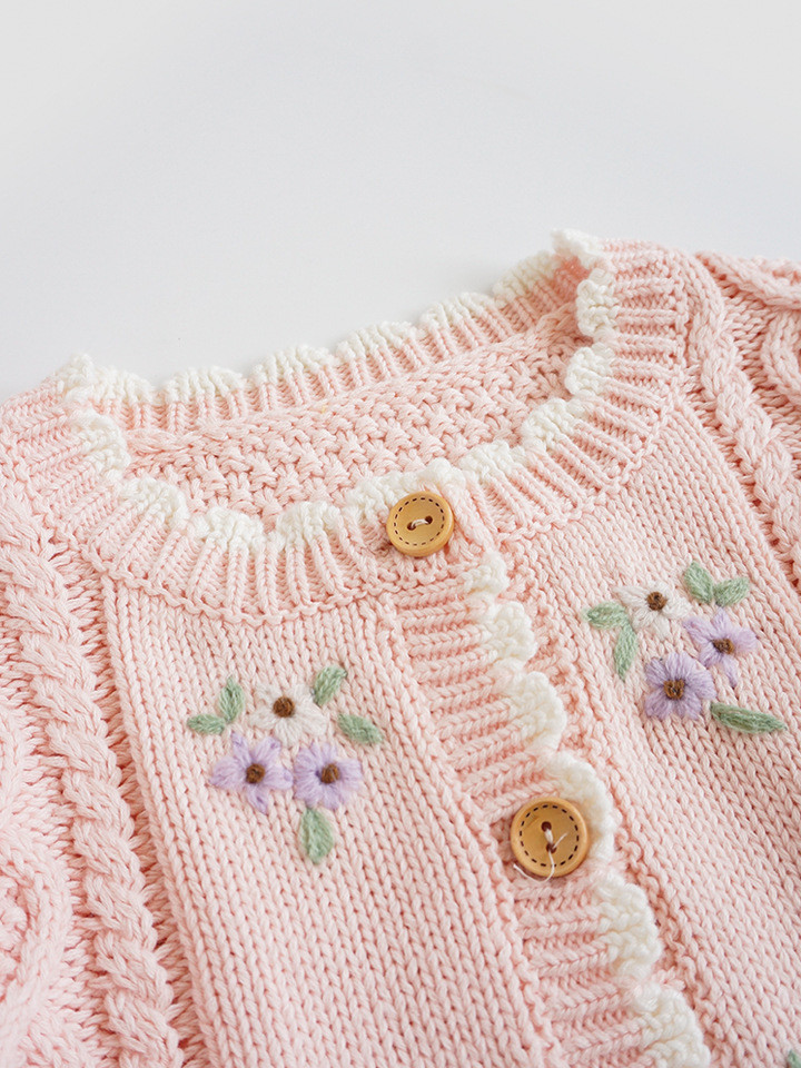 2023 spring and autumn hot sale sweet and lovely solid girls knitted sweater cardigans