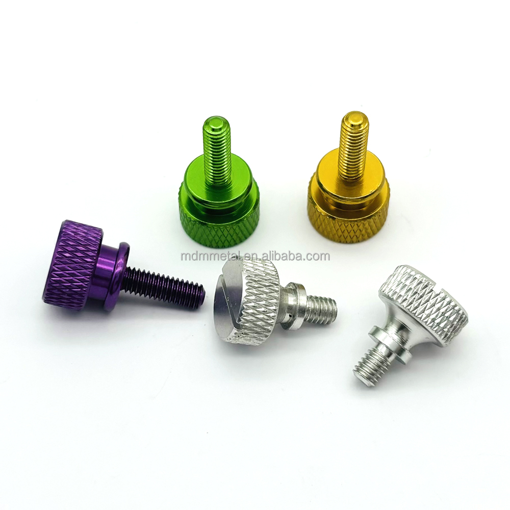 CNC Turning Milling Stainless Steel Anodized Aluminum Flat Head Knurled Thumb Screws