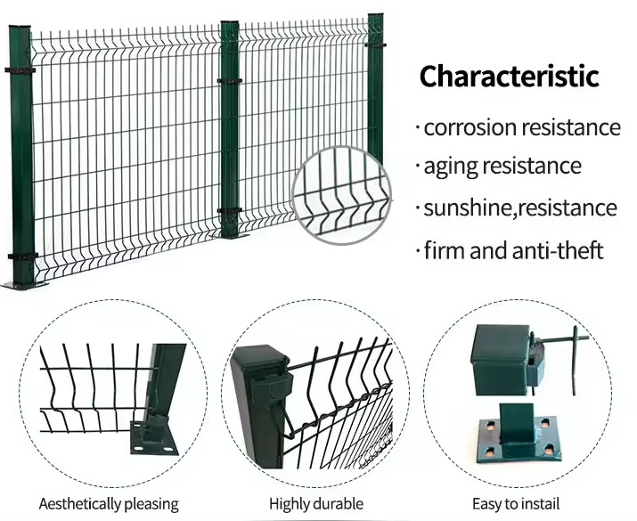 Blue Backyard Metal Fence 6ft Curved 3D Double Wire Mesh Fence