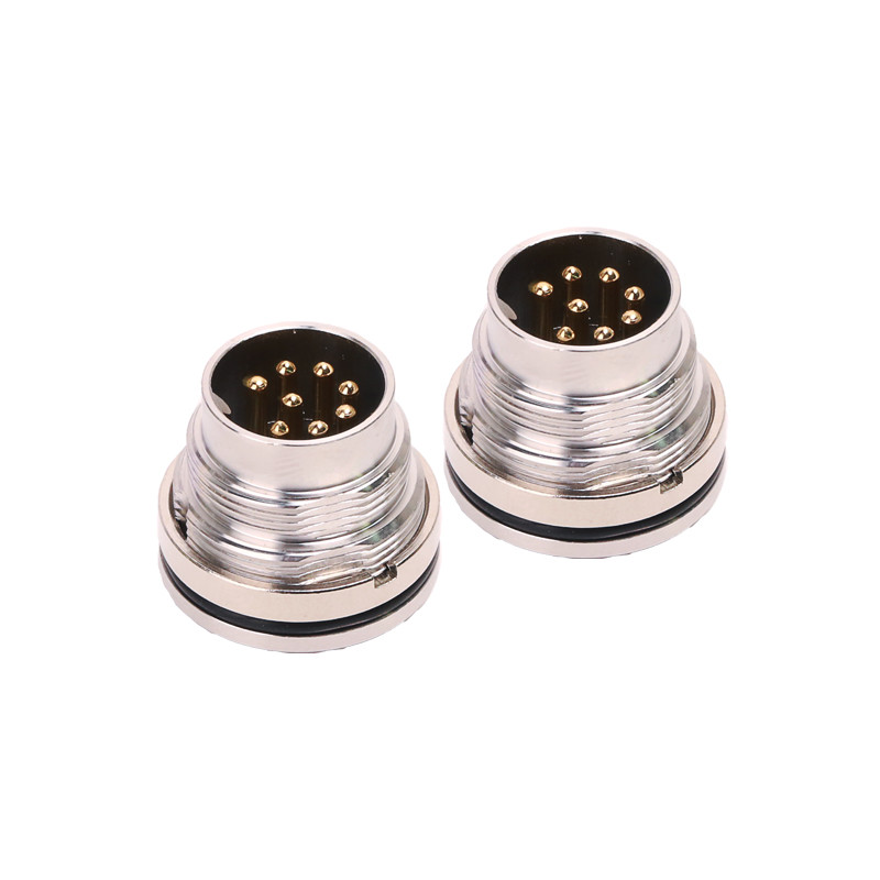 M16 8pin Board Rear Mount Connector , IP67 PCB LED Waterproof Connector
