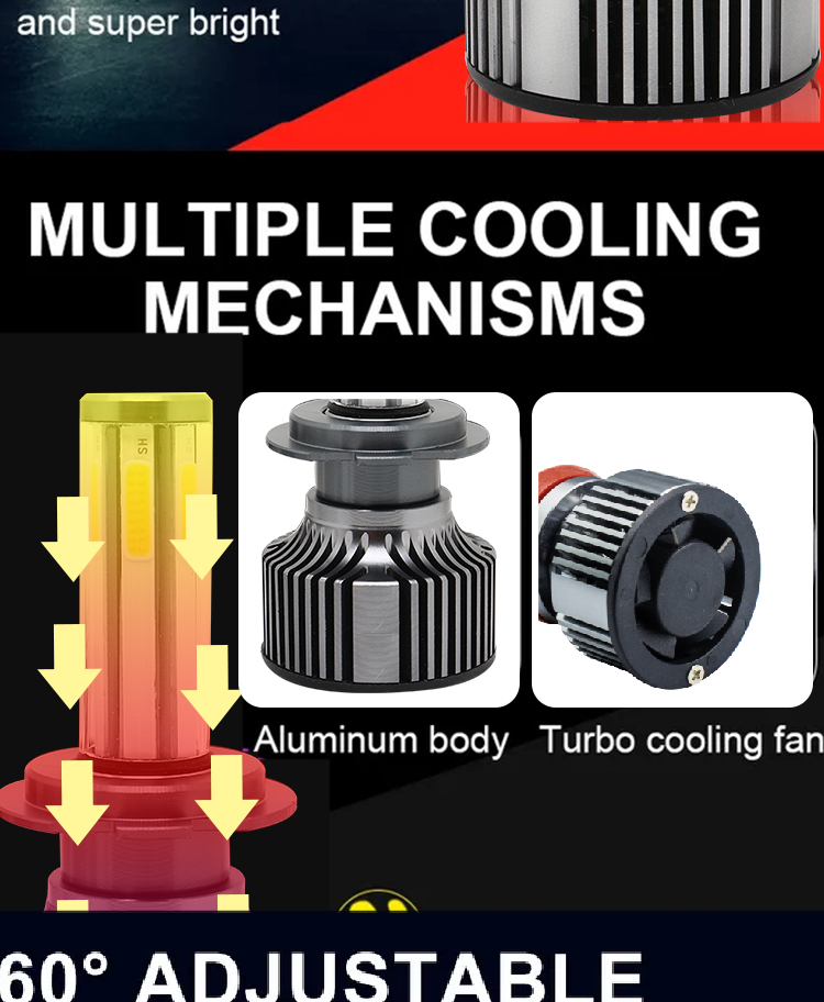 N6 Cars H4 Led Headlight 6 Side Highlight Modified H11 Headlight Bulb