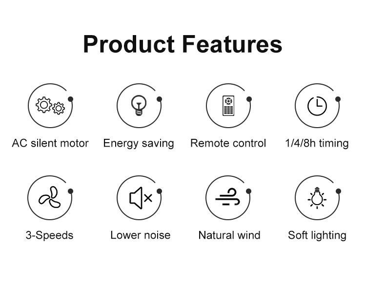 Remote Control Switch Ceiling Fan with Light Traditional Style Low Noise and High Speed
