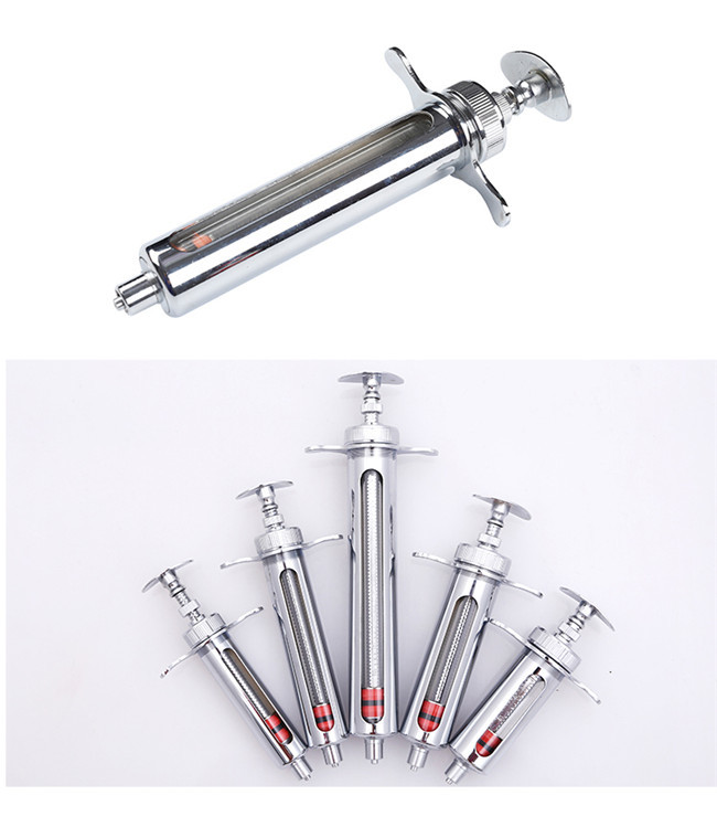 Copper 20ml Veterinary Metal Syringe 9.5cm Luer Lock Metal
