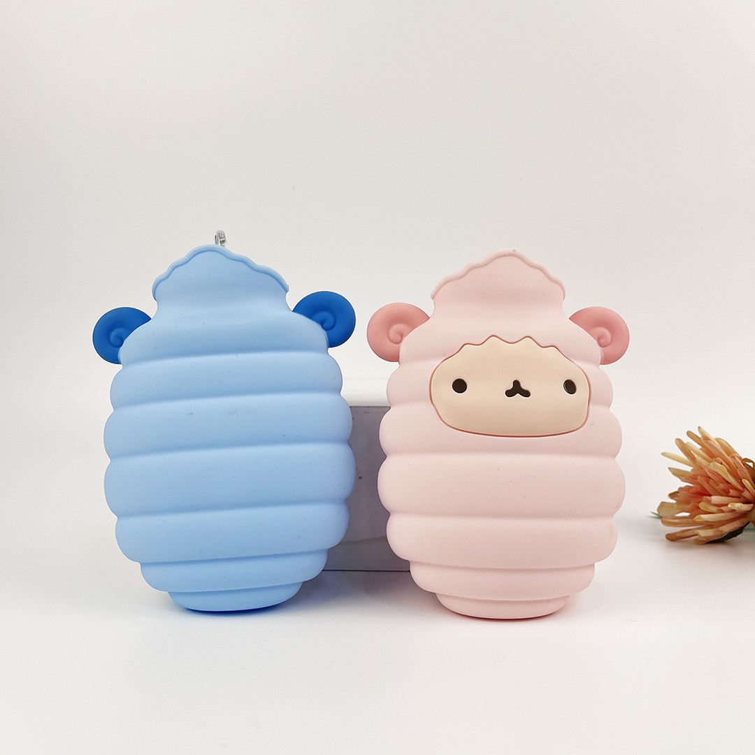 Cartoon Hot Water Bag Bottle With Screw Cap Shoulder Hand Feet Warmer Hot Compress And Cold Therapy For Women Kids Gifts