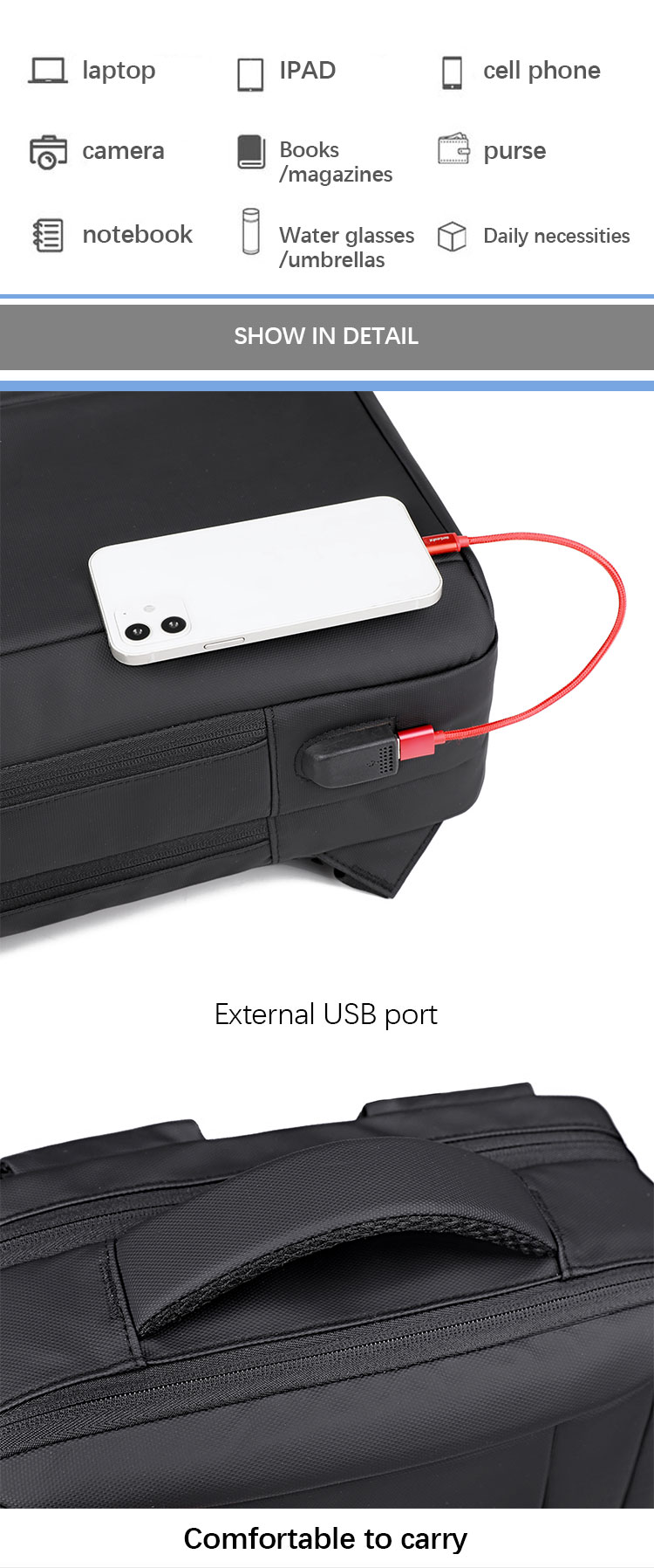 Sympathybag Hot Selling Multi-Functional Business backpack Waterproof Laptop Bags Briefcase for Male