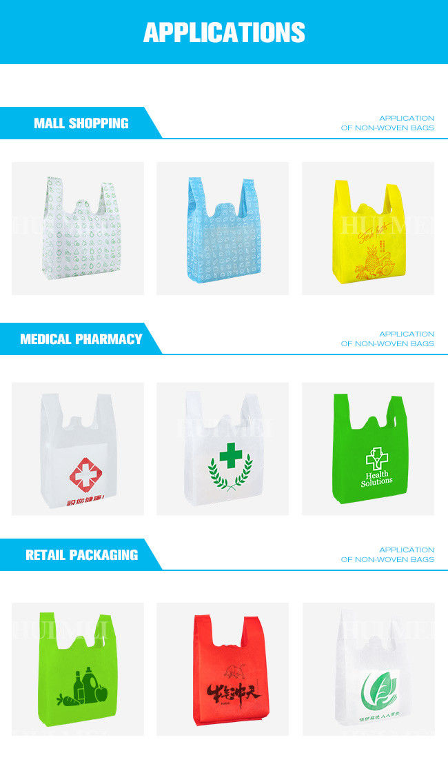 Tote Handle Heat Transfer Non Woven T Shirt Bag Green Anti Pull