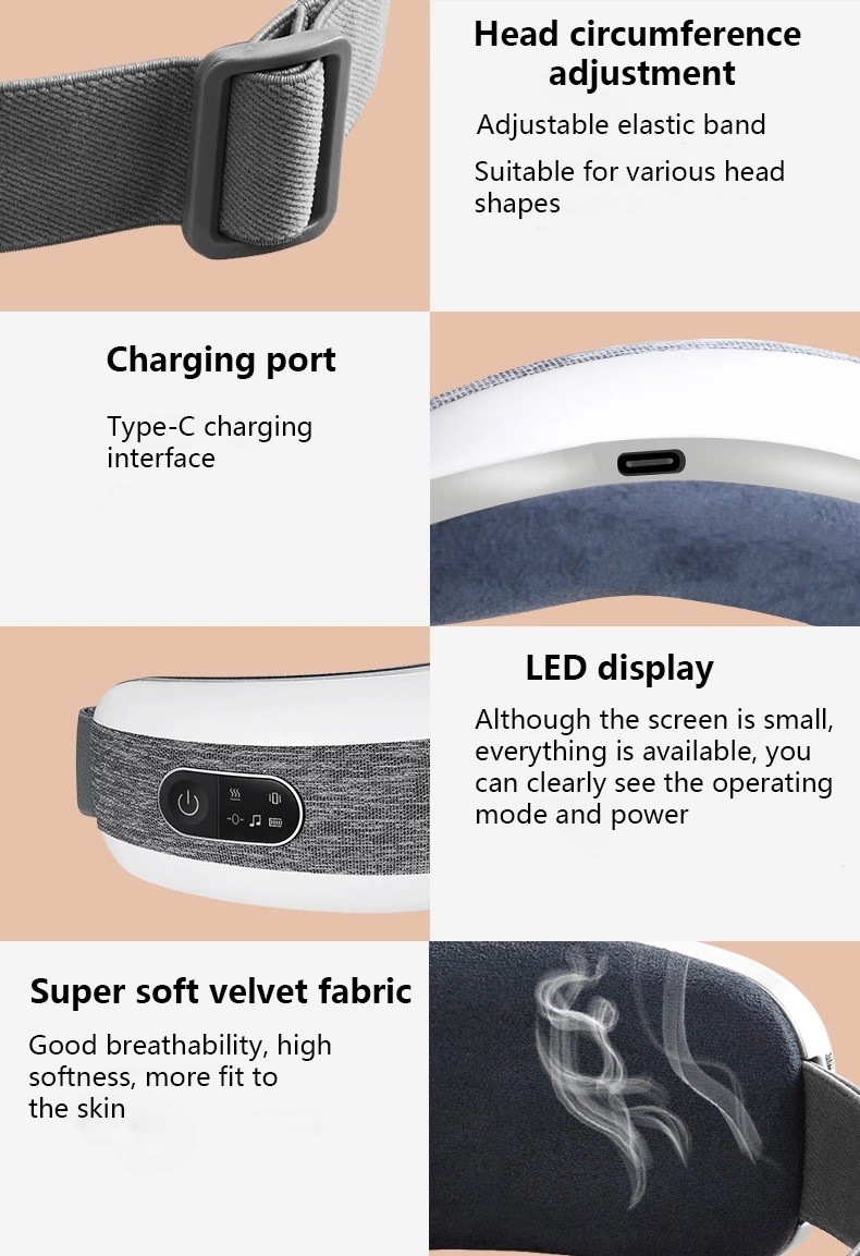Hot Compress Intelligent Rechargeable Eye Massager Bluetooth 5V 1A With Music