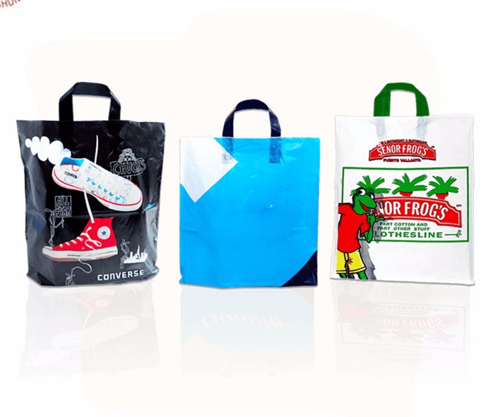 LDPE / HDPE Plastic Custom Logo Reusable Shopping Bags For Stationery Store