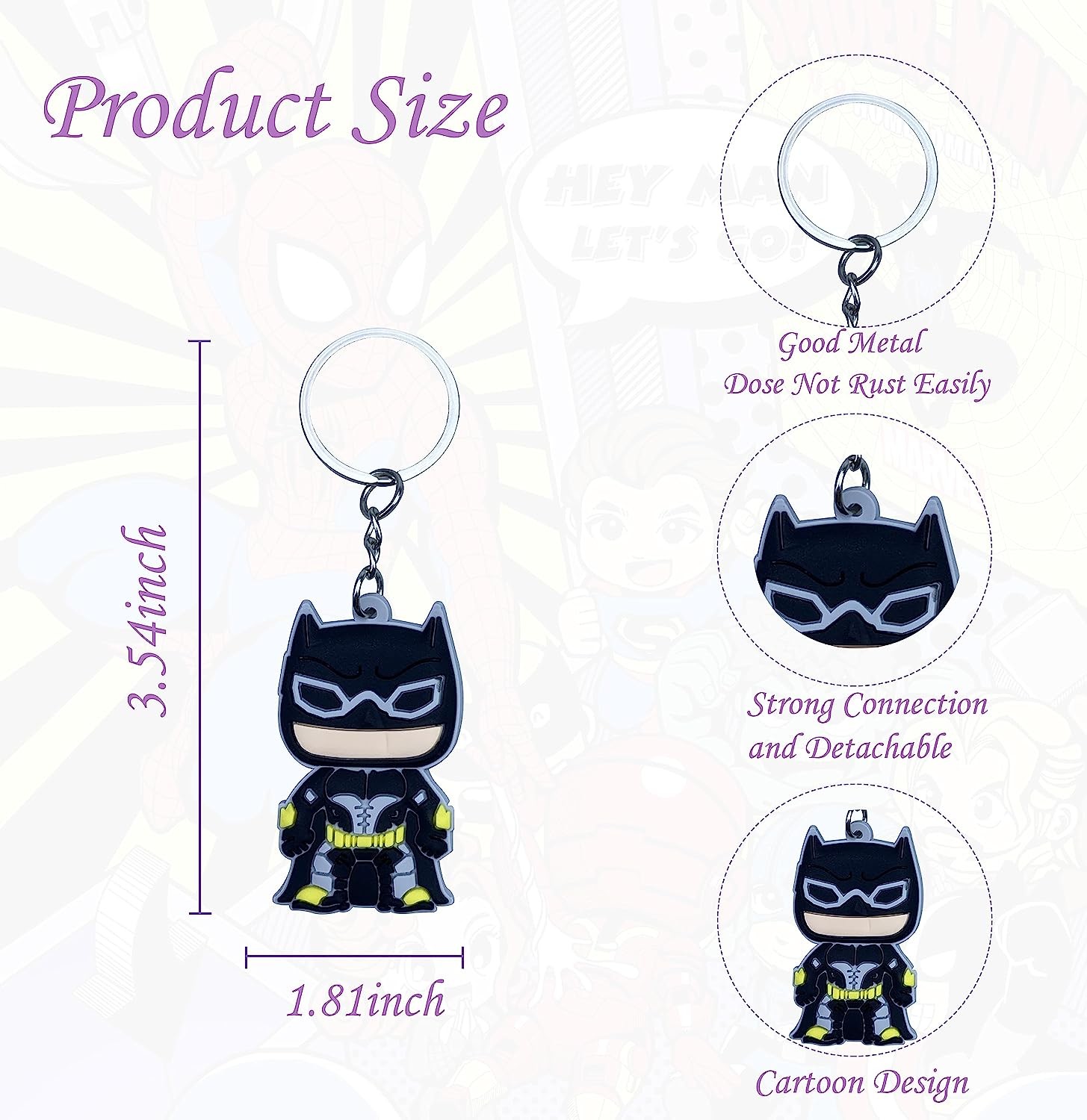 Cartoon Keychains Key Goodie Bag Stuffer Christmas Gift Holiday Charms Kids Birthday Party Favors School Carnival