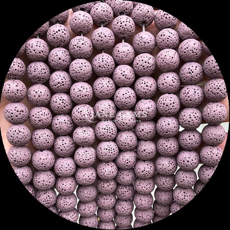 DIY Jewelry Making with Natural Gems Bead Round Shape Healing Gemstone Colorful Lava Stone Loose Bead Strands for Gifts