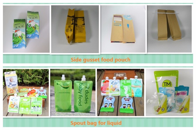 bottom gusset laminated aluminum foil mylar bags/stand up pouch for fit food