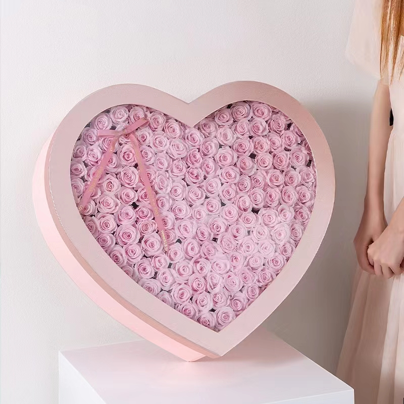 Stamping Printing Handling Heart Shaped Flower Packaging Boxes for Custom Arrangements