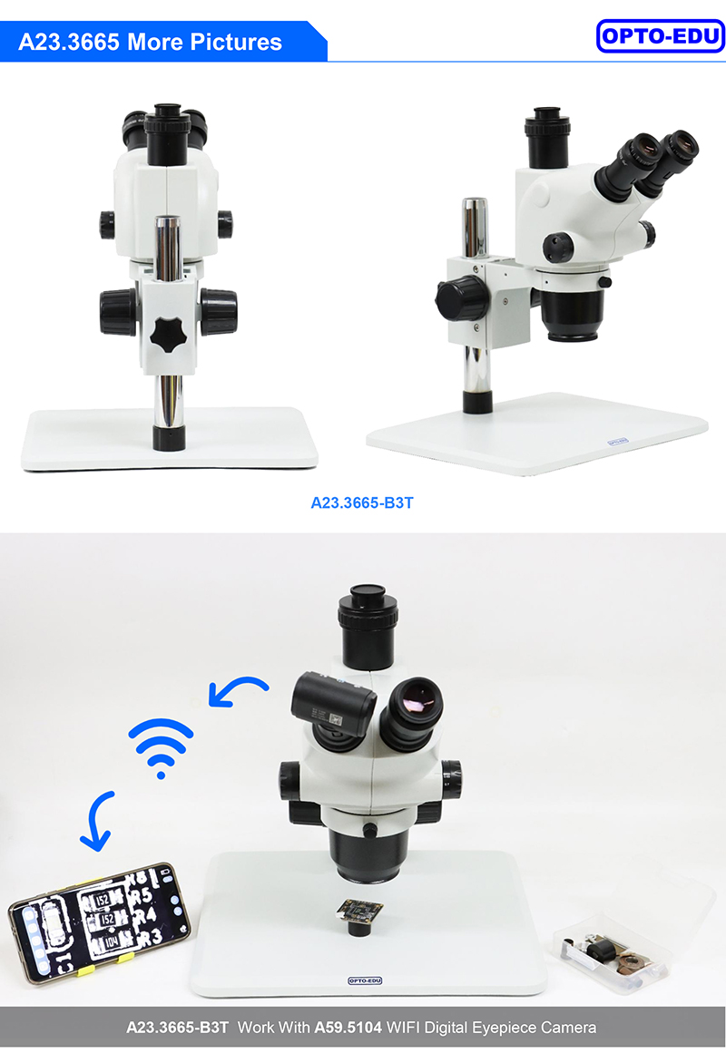 OPTO-EDU A23.3665 0.65-6.5x 1:10 Zoom Stereo Microscope