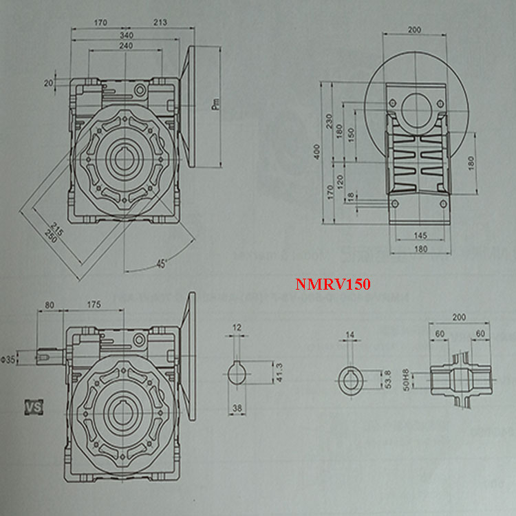 Transmission Gearboxes NMRV Speed Reducer