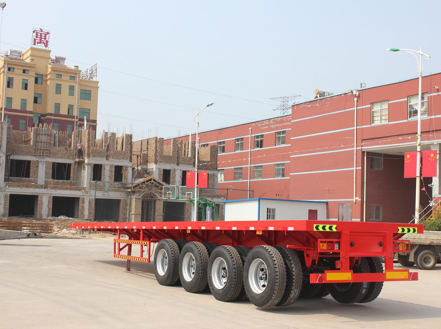 40ft Container Platform Flatbed Semi-Trailer with Front Wall in Heavy Duty Design