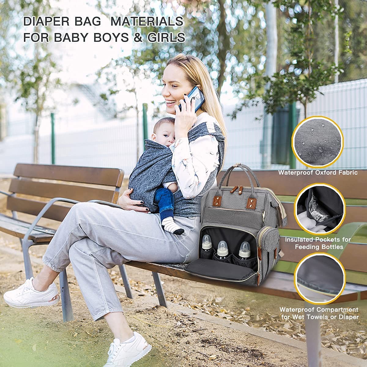 Lager Capacity Waterproof Mommy Diaper Bags For Baby