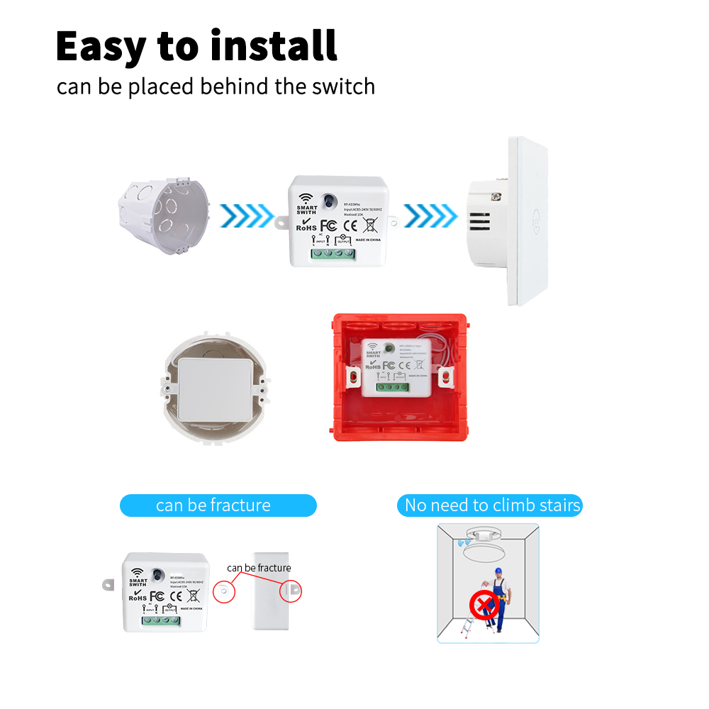 Wall Light Self Powered Wireless Switch Outdoor Waterproof Push Button Switch