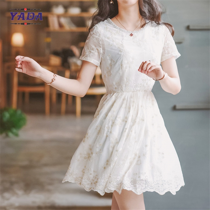 Lady new model fashion lace embroidery frock modern lady short fat women girls sexy night dress photos sale