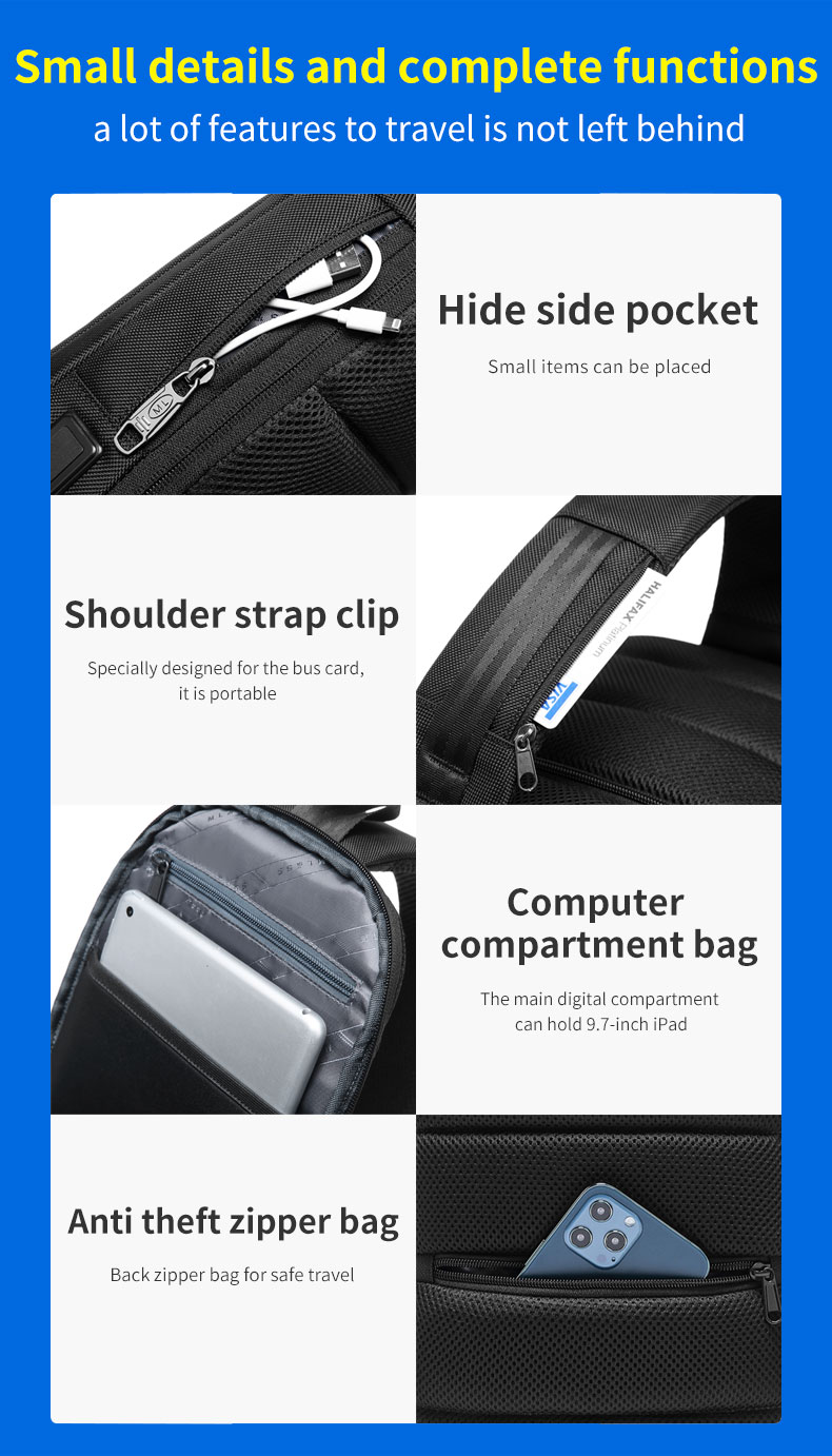 Factory wholesale custom logo business multifunctional waterproof anti theft sling bag men's chest bag