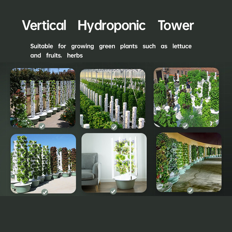 Industrial Soilless Farm Hydroponic System PVC Petal Grow Towers 9 Layers
