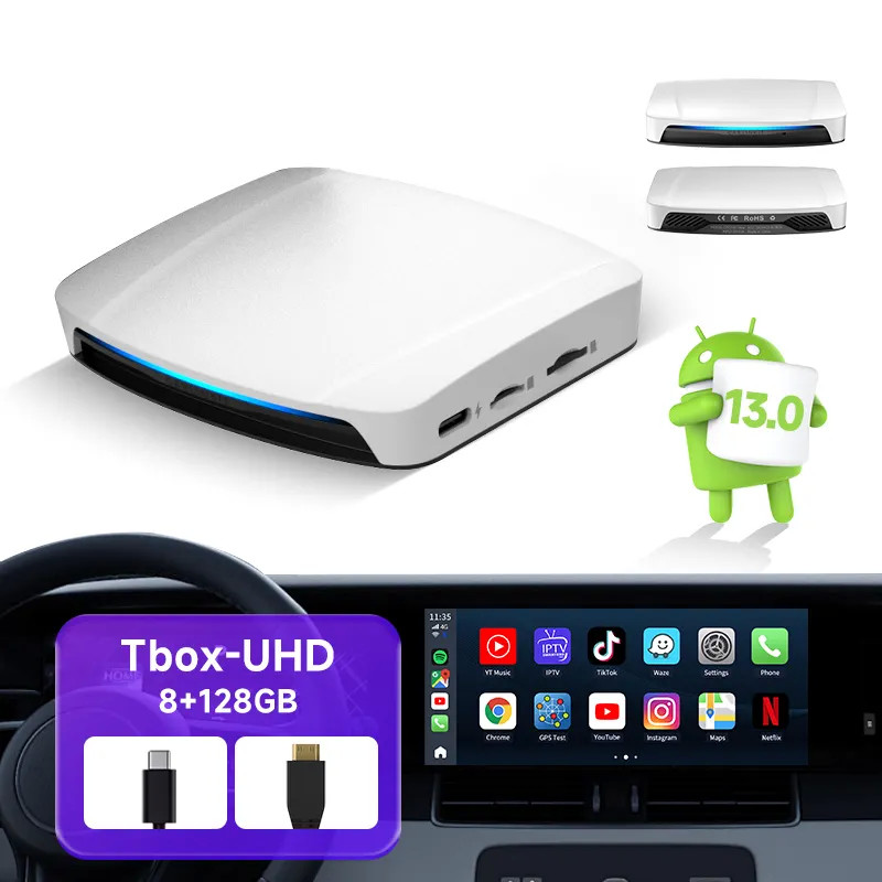 Wired Carplay And Android Auto To T-Box UHD Wireless Ai Box Youtube Netflix SM6225 Multimedia Box