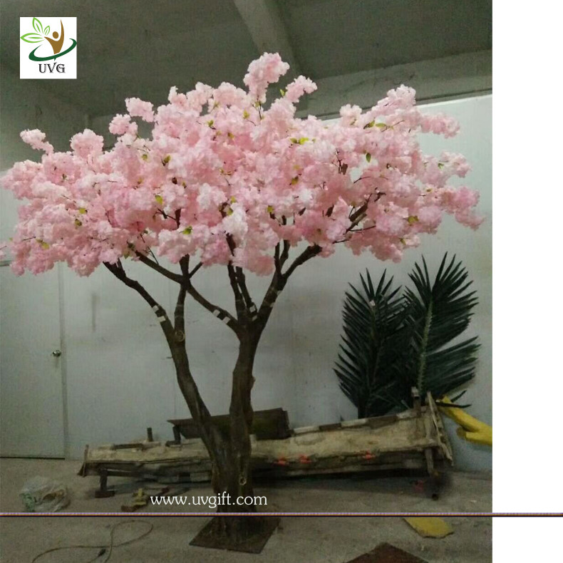 UVG Fabulous church wedding decoration ideas in baby pink fake cherry blossom trees for stage background CHR173