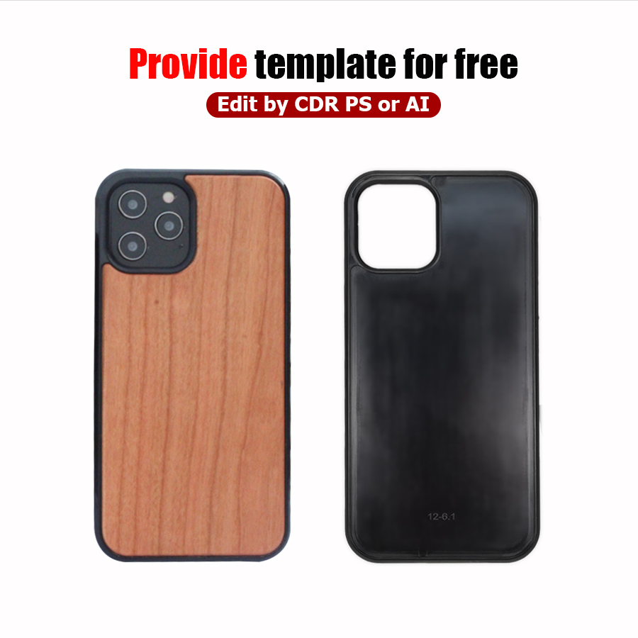 Shockproof Groove Phone Case Inlay Leather Wood Blank Mobile Cover For IPhone