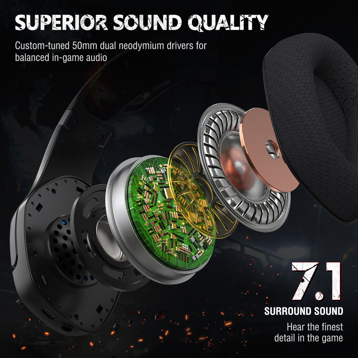 Onikuma K1 PRO 100mA DC5V Wireless Gaming Headset 117dB