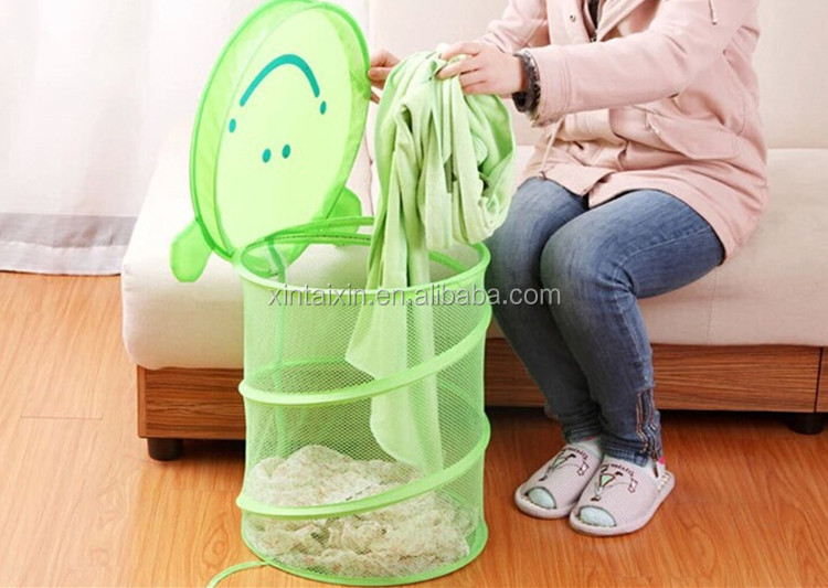 Travel Collapsible Mesh Laundry Basket popup laundry hamper 38*45cm