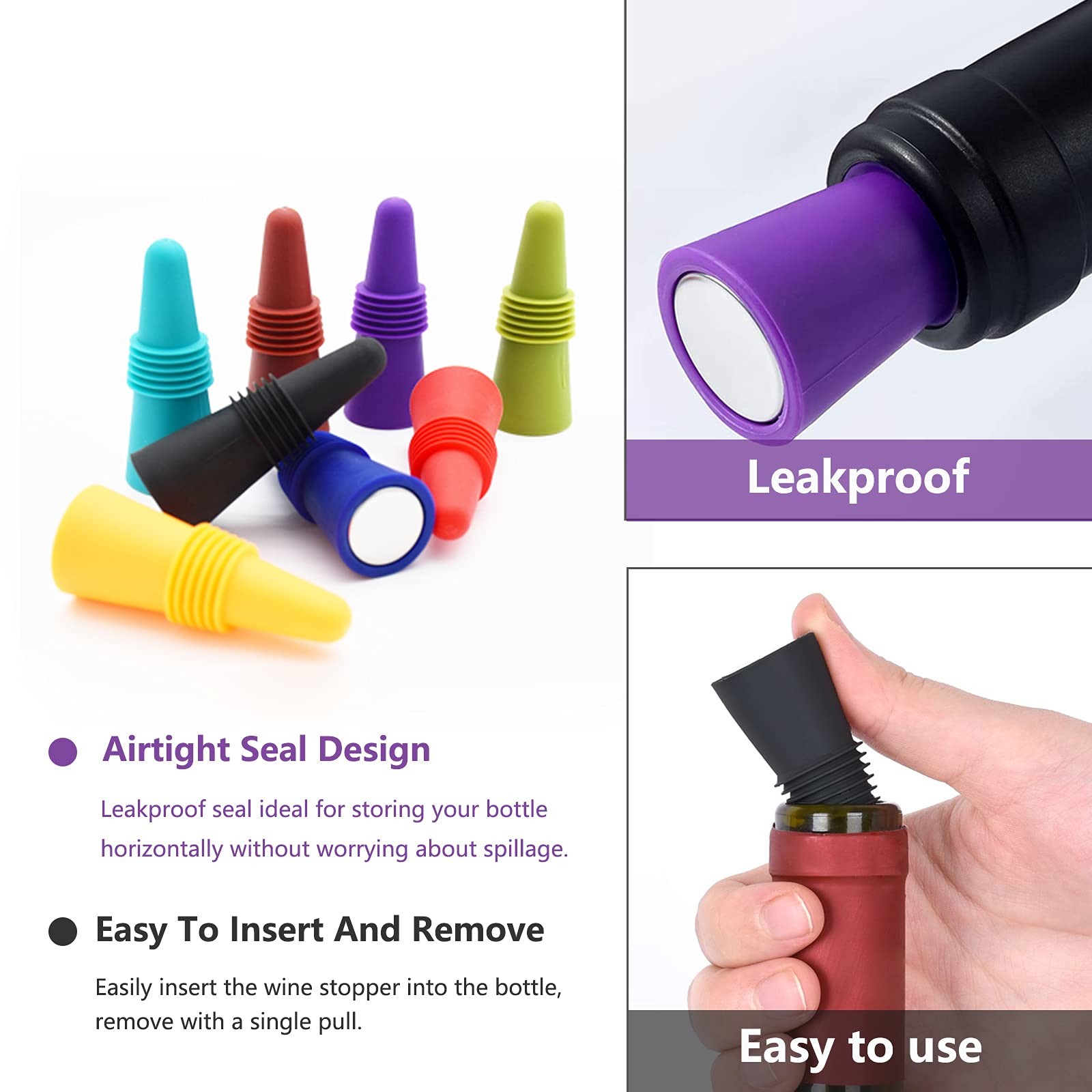 Reusable Wine Bottle Silicone Stoppers Beverage Bottle Stoppers With Grip Top To Keep Fresh