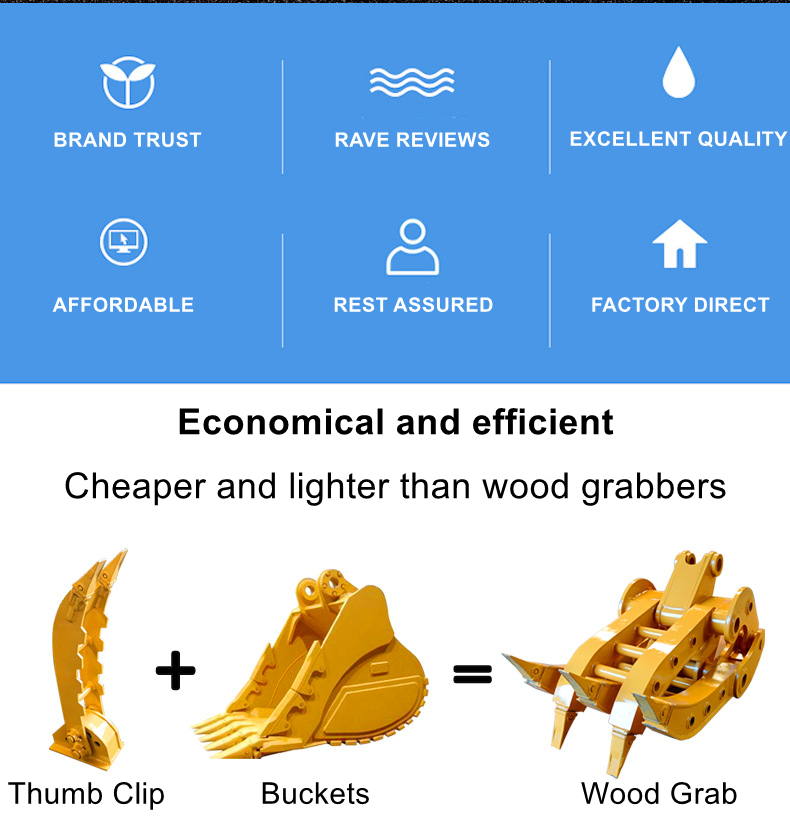 Customizable Durable Mini Excavator Hydraulic Thumb Attachment Q345B NM400 handox500