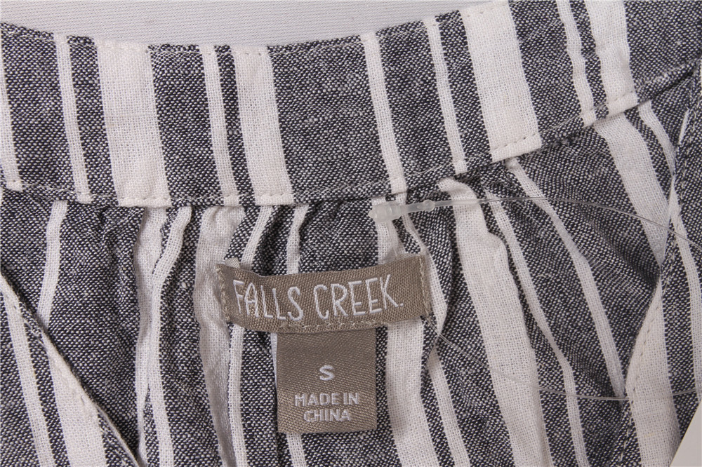 Summer Vertical Striped Women'S V Neck Vest 55% Linen 45% Rayon